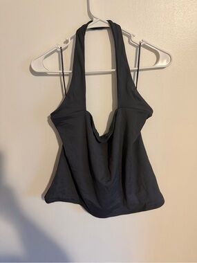 Express Dark Gray Body Contour Halter Top